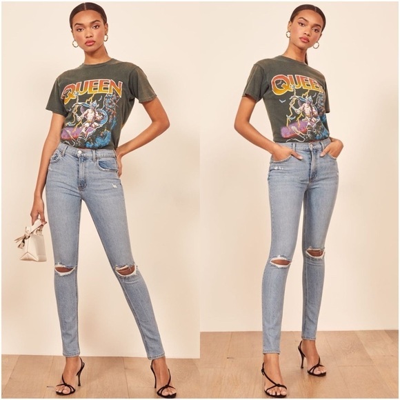 REFORMATION High And Skinny Distressed Jean - Picture 1 of 6